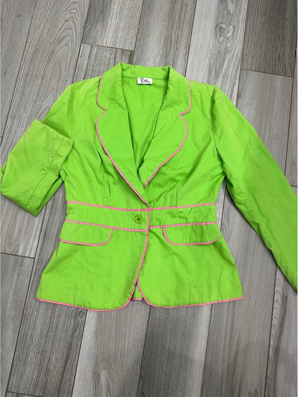 Lilly Pulitzer Green Blazer with Pink Trim